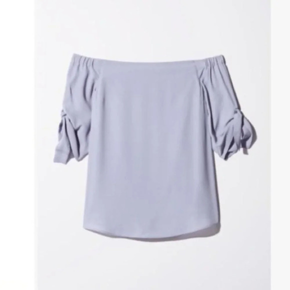 Aritzia Babaton Women's Blouse Malik Top Off The Shoulders Tie Sleeve Purple XS - Picture 8 of 16